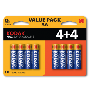 Фотография товара 'Эра Батарейки Kodak LR6 4+4BL MAX SUPER Alkaline AA Б0057080'