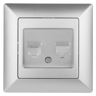 Фотография товара 'Эра Розетка Intro Solo 4-302-03 телефонная RJ11, СУ, алюминий Б0043377'