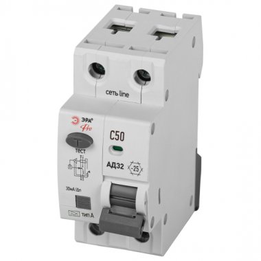 Фотография товара 'Эра АВДТ 4,5кА PRO D32E2C50А30 АД-32 электронное 1P+N C50 30мА тип А Б0057389'