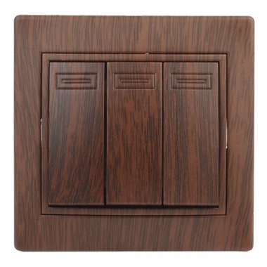 Фотография товара 'Эра Выключатель тройной, 10А-250В, IP20, СУ, Plano, венге (10/200/2400) Б0030052'