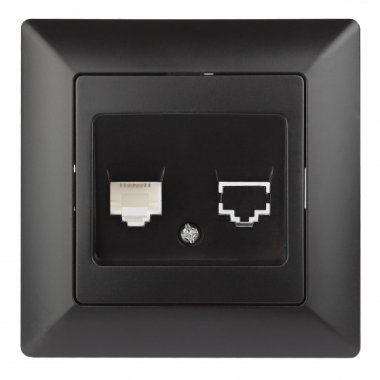 Фотография товара 'Эра Розетка телефонная RJ11, СУ, Solo, антрацит Б0043379'