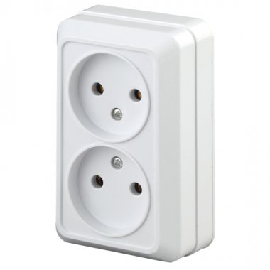 Фотография товара 'Эра Розетка 2х2P, 16А-250В, ОУ, б.м.п., Quadro, белый Б0038871'
