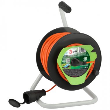 Фотография товара 'Эра Удлинитель силовой RP-1e-3x1.5-50m на пластиковой катушке c заземлением 50м 1 розетка ПВС 3х1,5мм2 Б0059778'