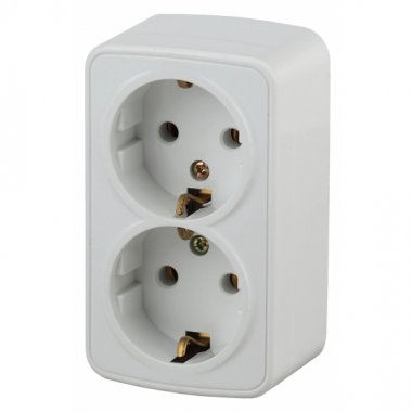 Фотография товара 'Эра Розетка 2х2P+E Schuko, 16А-250В, IP20, ОУ, Polo, белый (12/240/2880) Б0036100'