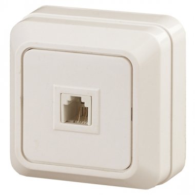 Фотография товара 'Эра Розетка телефонная RJ11, IP20, ОУ, Quadro, сл.кость Б0027662'