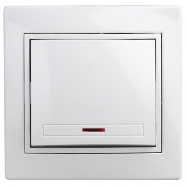 Фотография товара 'Эра Выключатель Intro Plano 1-102-01 одноклавишный с подсветкой, 10А-250В, IP20, СУ, белый Б0053729'