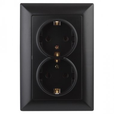 Фотография товара 'Эра Розетка 2X2P+E Schuko, 16А-250В, СУ, Solo, антрацит Б0043337'