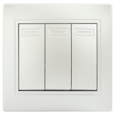 Фотография товара 'Эра Выключатель Intro Plano 1-106-06 тройной, 10А-250В, IP20, СУ, перламутр Б0053797'