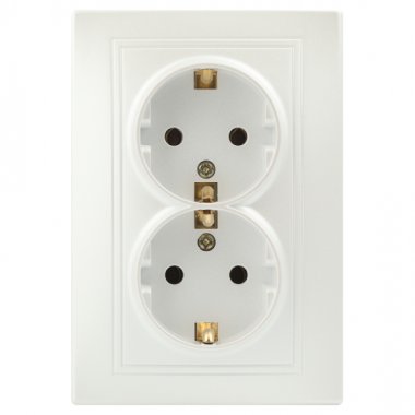 Фотография товара 'Эра Розетка Intro Plano 1-205-06 с заземлением двойная 2X2P+E Schuko, 16А-250В, IP20, СУ, перламутр Б0053920'