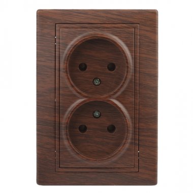 Фотография товара 'Эра Розетка Intro Plano 1-204-10 без заземления двойная 2х2P, 16А-250В, IP20, СУ, венге Б0053913'