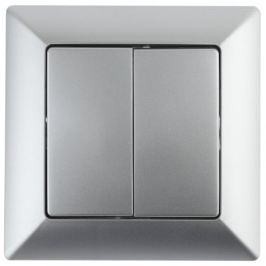 Фотография товара 'Эра Переключатель Intro Solo 4-107-03 двухклавишный 10А-250В, IP20, СУ, алюминий Б0053611'
