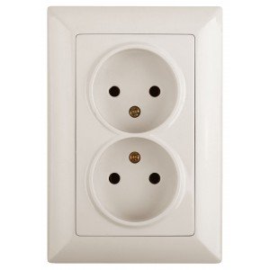 Фотография товара 'Эра Розетка 2х2P, 16А-250В, СУ, Solo, сл.кость Б0043327'