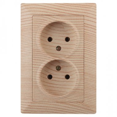 Фотография товара 'Эра Розетка 2х2P, 16А-250В, СУ, Solo, сосна Б0043332'