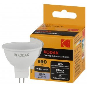 Фотография товара 'Эра Лампочка светодиодная Kodak LED KODAK MR16-11W-865-GU5.3 GU5.3 11Вт софит Б0057646'