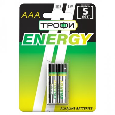 Фотография товара 'Эра Батарейки Трофи LR03-2BL ENERGY Alkaline Б0017043'