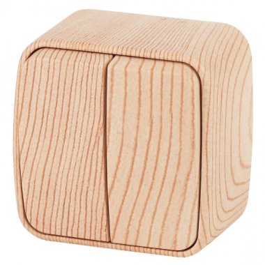 Фотография товара 'Эра Выключатель Intro Polo 3-104-11 двухклавишный, 10A-250В, IP20, ОУ, сосна Б0053541'