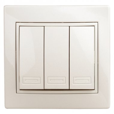 Фотография товара 'Эра Выключатель тройной, 10А-250В, IP20, СУ, Plano, сл.кость (10/200/2400) Б0027606'