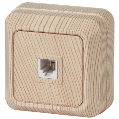 Фотография товара 'Эра Розетка телефонная RJ11, IP20, ОУ, Quadro, сосна Б0027663'