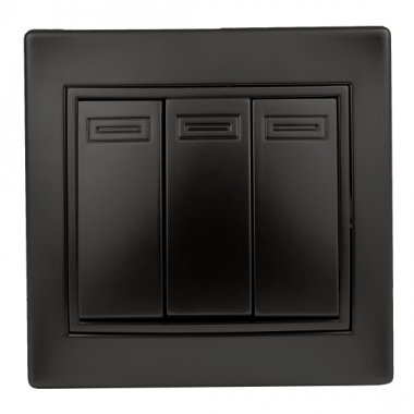 Фотография товара 'Эра Выключатель тройной, 10А-250В, IP20, СУ, Plano, антрацит (10/200/2400) Б0044565'