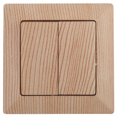 Фотография товара 'Эра Выключатель двойной, 10А-250В, СУ, Solo, сосна Б0043290'