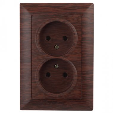 Фотография товара 'Эра Розетка Intro Solo 4-204-10 без заземления двойная 16А-250В, IP20, СУ, венге Б0053672'