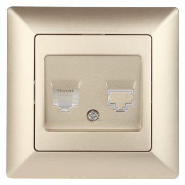 Фотография товара 'Эра Розетка Intro Solo 4-302-04 телефонная RJ11, СУ, шампань Б0043378'