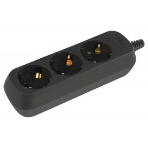 Фотография товара 'Эра Колодка ЭРА KX-3e-B 3 розетки с зазeмлением черная Б0061718'