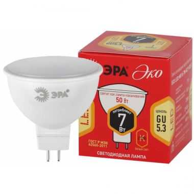 Фотография товара 'Эра Лампочка светодиодная RED LINE ECO LED MR16-7W-827-GU5.3 Б0050183'