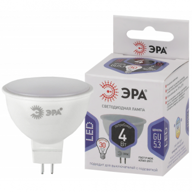 Фотография товара 'Эра Лампочка светодиодная STD LED MR16-4W-860-GU5.3 Б0049068'