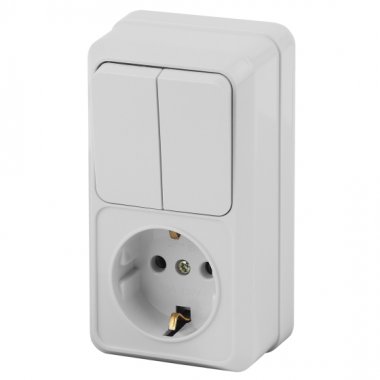 Фотография товара 'Эра Блок розетка с выключателем Intro Quadro 2-706-01 двойным вертикальный 10(16)А-250В, IP20, ОУ, белый Б0053891'