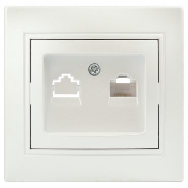 Фотография товара 'Эра Розетка Intro Plano 1-303-06 информационная RJ45, IP20, СУ, перламутр Б0053987'