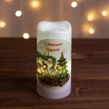 Фотография товара 'Эра Светодиодный проектор EGNDS -SK светильник новогодний Свеча Санта теплый свет LED 3*ААА 15 см Б0060551'