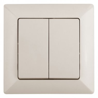 Фотография товара 'Эра Переключатель Intro Solo 4-107-02 двухклавишный 10А-250В, IP20, СУ, слоновая кость Б0053610'