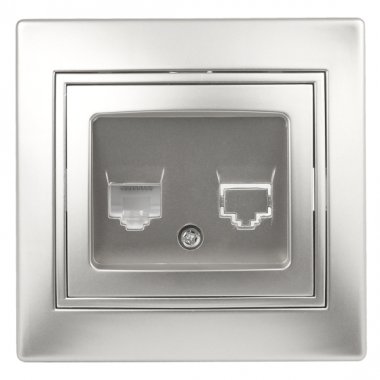 Фотография товара 'Эра Розетка Intro Plano 1-303-03 информационная RJ45, IP20, СУ, алюминий Б0030086'