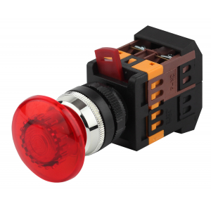 Фотография товара 'Эра Кнопка AELA22 "Грибок" d22мм неон/240В 1з+1р Б0045630'