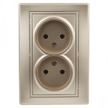 Фотография товара 'Эра Розетка Intro Plano 1-204-04 без заземления двойная 2х2P, 16А-250В, IP20, СУ, Plano, шампань Б0053909'