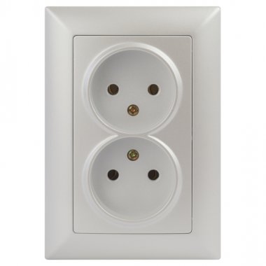 Фотография товара 'Эра Розетка Intro Solo 4-204-06 без заземления двойная 2х2P, 16А-250В, IP20, СУ, перламутр Б0053671'