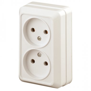 Фотография товара 'Эра Розетка Intro Quadro 2-203-02 двойная без заземления 2х2P 16А-250В IP20 ОУ Quadro слоновая кость Б0053794'