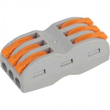 Фотография товара 'Эра Клемма ЭРА серия 423 проходная 3 плюса с рычагом 0.08-4мм2 Б0057073'