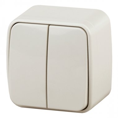 Фотография товара 'Эра Выключатель Intro Polo 3-104-02 двухклавишный, 10A-250В, IP20, ОУ, слоновая кость Б0053538'