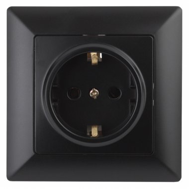 Фотография товара 'Эра Розетка 2P+E Schuko со шторками, 16А-250В, СУ, Solo, антрацит Б0043344'