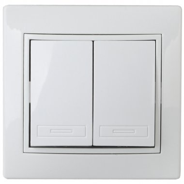 Фотография товара 'Эра Выключатель двойной, 10А-250В, IP20, СУ, Plano, белый (10/200/2400) Б0027601'