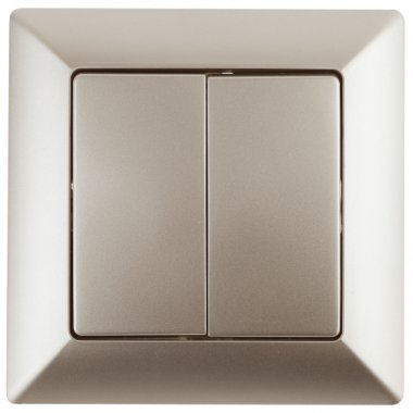 Фотография товара 'Эра Выключатель двойной, 10А-250В, СУ, Solo, шампань Б0043287'