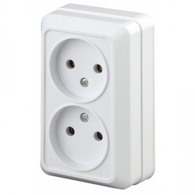 Фотография товара 'Эра Розетка Intro Quadro 2-203-01 двойная без заземления 2х2P, 16А-250В, IP20, ОУ, Quadro, белый Б0053792'