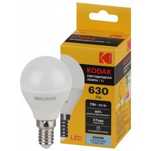 Фотография товара 'Эра Лампочка светодиодная Kodak LED KODAK P45-7W-840-E14 E14 / Е14 7Вт шар Б0057612'
