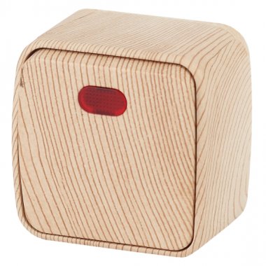 Фотография товара 'Эра Выключатель Intro Polo 3-102-11 одноклавишный с подсветкой, 10A-250В, IP20, ОУ, сосна Б0053532'