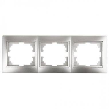 Фотография товара 'Эра Рамка для розеток и выключателей Intro Plano 1-503-03 на 3 поста горизонтальная, СУ, алюминий Б0030098'