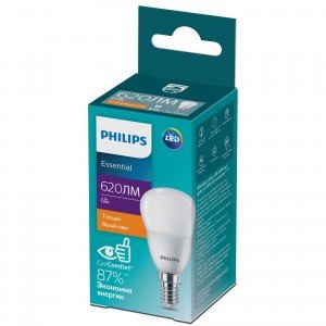 Фотография товара 'Эра Лампочка светодиодная Philips ESS LEDLustre P45 6Вт 2700K Е14 / E14 шар Б0055061'