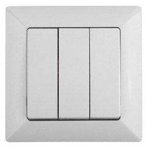 Фотография товара 'Эра Выключатель тройной, 10А-250В, СУ, Solo, белый Б0043298'