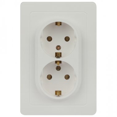 Фотография товара 'Эра Розетка Intro 7-205-01 Style двойная с заземлением 2X2P+E Schuko, 16А-250В, IP20, СУ, белый Б0060621'